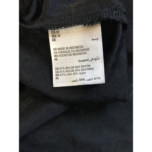 Alfani Womens Blouse Black Pattern Sheer Sz M V-Neck 7” Side Slits Business Top - Picture 9 of 12